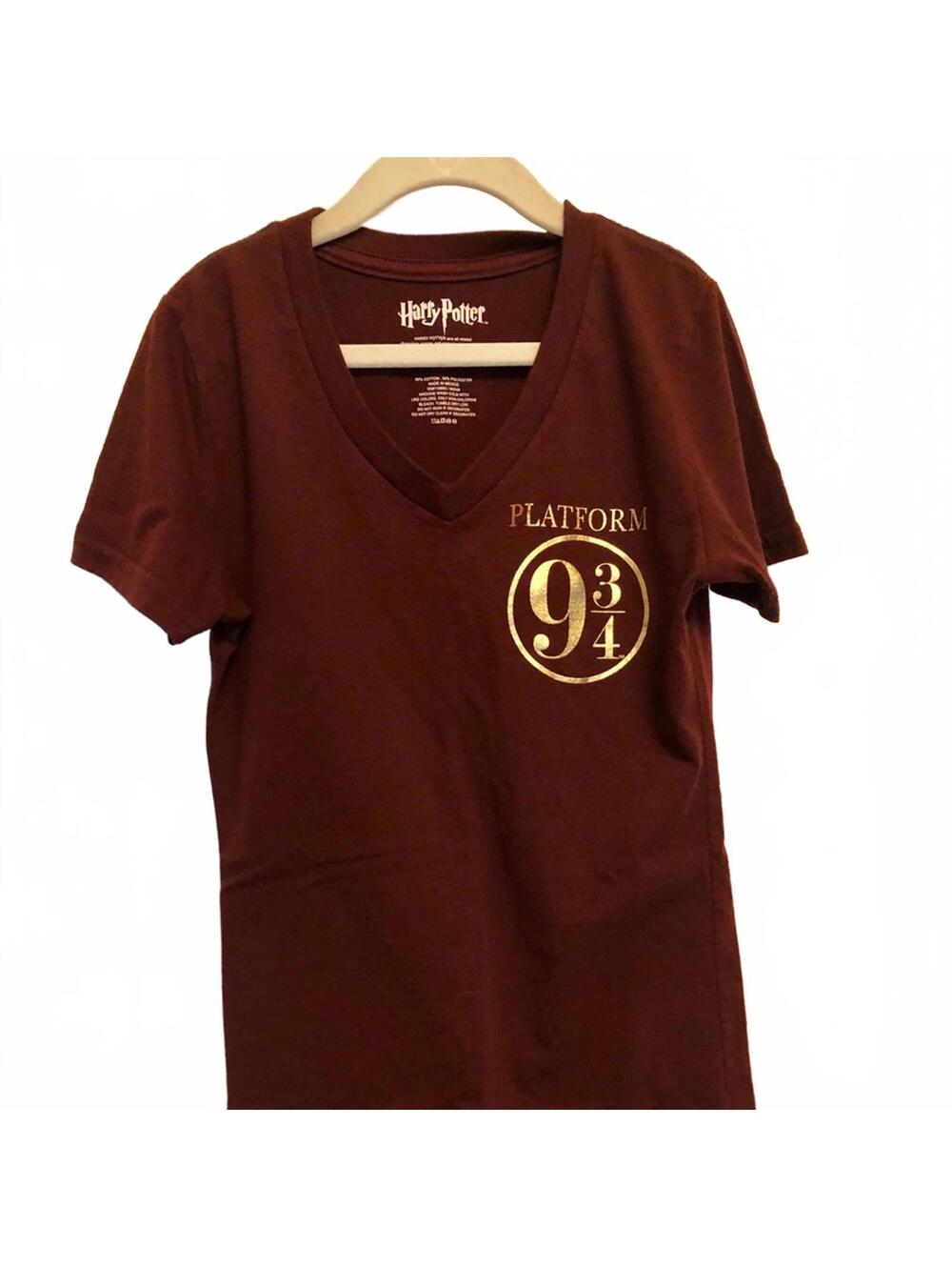 Harry Potter Platform 9 3/4 V-Neck Graphic T-Shirt Juniors Fan Tee